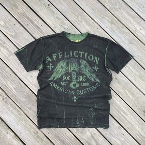 Affliction Reversible Graphic Tie Dye Tshirt Tee